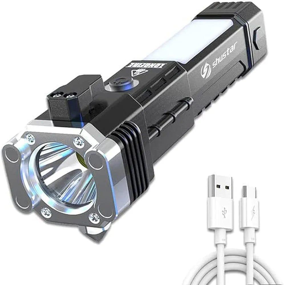 Rechargeable LED Torch Black USB-C Fast Charge