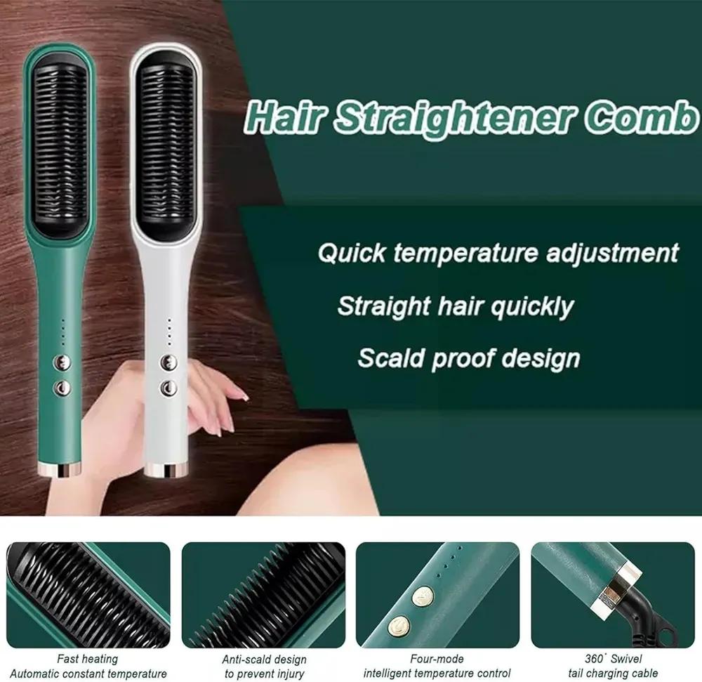 Green Hair Dryer Brush for Straight Curly Hair