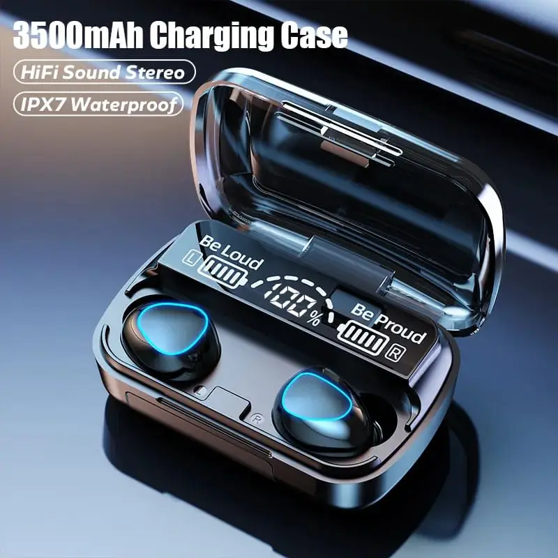 M10 Wireless Bluetooth Earbuds | LED Battery Display | TWS Gaming Earphones with Charging Case | Built-in Mic