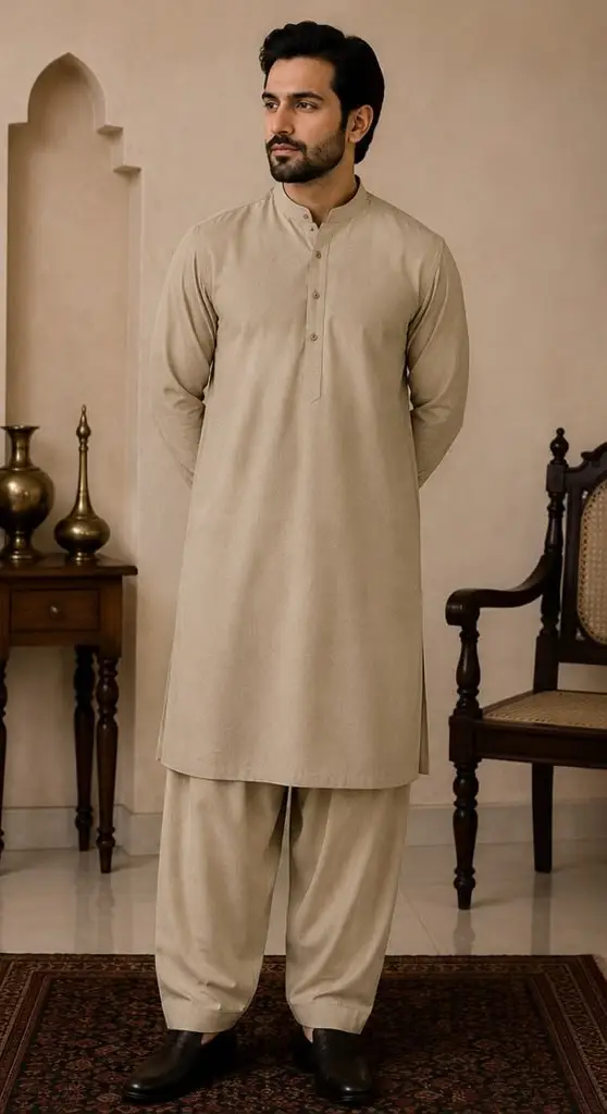 Men’s Unstitched Karandi Plain Suit